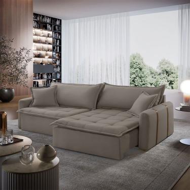 Imagem de Sofá Cama Veludo em Madeira Eucalipto 280cm Braço 20cm Arizona Meu Sofá Online