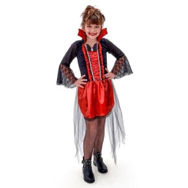 Imagem de Fantasia Vampira Infantil de Halloween Luxuosa - Fantasias Carol AJ, V