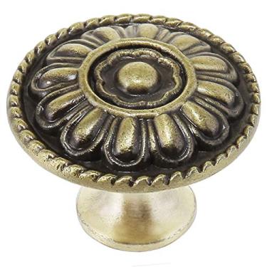 Imagem de Puxador para armário de cozinha estilo europeu – Gaveta vintage e alças redondas – Floral de bronze antigo com pintura preta, 4, Antique Brass