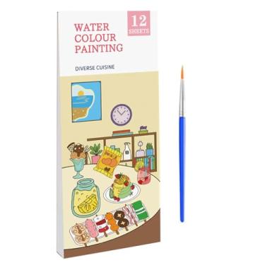 Imagem de Livro de pintura em aquarela de bolso, conjunto de artes de pintura em aquarela,Livros para colorir pequenos para meninas almofadas de | Kit de artes de para viagem com pincel para men