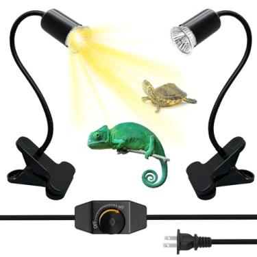Imagem de WTETMYL Lâmpadas de calor para répteis, pacote com 2 lâmpadas térmicas de tartaruga, lâmpada de tartaruga com luz de pescoço de ganso estável de 40 cm para tanque de tartaruga, lâmpadas de aquecimento