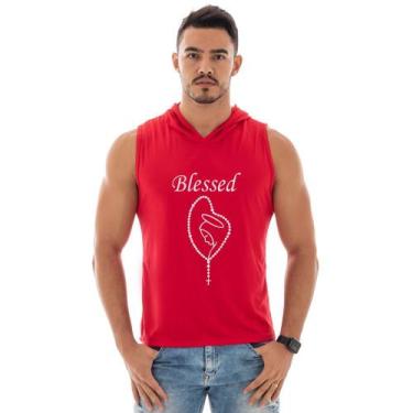Imagem de Camiseta Regata Capuz Masculina Treino Academia Estampa Religiosa - Du