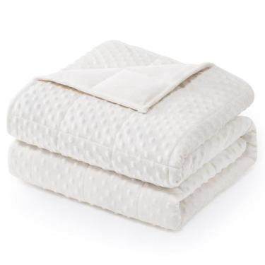 Imagem de Cobertor pesado Wemore Minky Dot para adultos Queen 6,8 kg branco