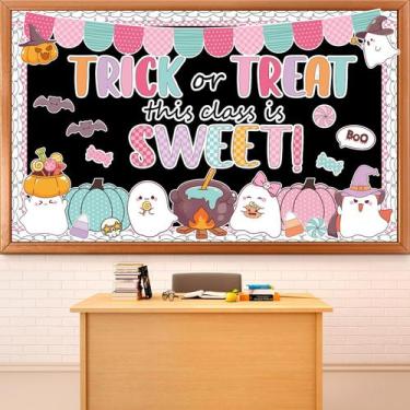 Imagem de Conjunto de decorações de quadro de avisos de Halloween com recortes d