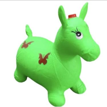 Imagem de Cavalinho Upa Upa Brinquedo Com Som Inflável Pocoto Com Música Infantil e Led Pula Pula (58 Cms) (VERDE LIMÃO)
