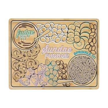 Imagem de Farberware Tábua Sundae com alças embutidas, tábua de corte de cozinha reversível para entretenimento e preparação de refeições, placa decorativa de madeira, 28 x 35 cm, bambu