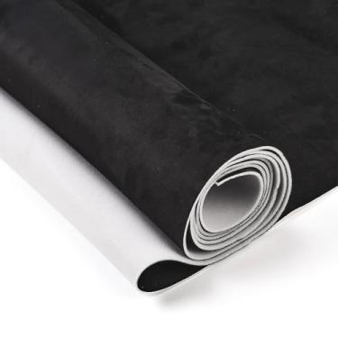 Imagem de JSCARLIFE Tecido de camurça para carro – 228 cm × 152 cm com esponja composta, espuma de 4 mm, material de substituição interior, faça você mesmo para reparo de teto automotivo/trailer/barco (preto)