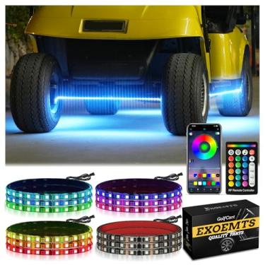 Imagem de EXOEMTS Kit de fita de luz de brilho para carrinho de golfe, kit de luz inferior da carroceria de entrada 9-16V para EZGO Club Car Yamaha (kit de fita de luz de brilho com 4 peças para carrinho de