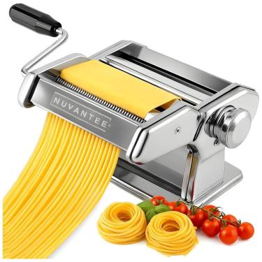 Imagem de Nuvantee Pasta Maker com 7 Configurações de Espessura Ajustável 2 em 1 Noodle Maker com Rolos e Cortador, Faça Espaguete, Fettuccine
