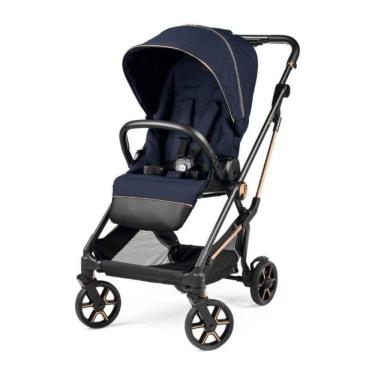Imagem de Carrinho de Bebê com Assento Grande, Confortável e Reclinável, Peg Perego Vivace, Azul Escuro e Cobre