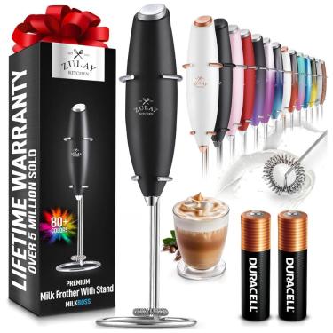 Imagem de Mixer Espumador de Leite á Bateria, Aço Inoxidável, ZULAY KITCHEN Classic Milk Boss Frother, Azul