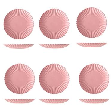 Imagem de Prato de serviço Pratos de jantar 6 peças de pratos de jantar de cerâmica de 25,4 cm Sobremesa Salada Bife Massa e Aperitivo Pratos de Servir Forno de Micro-ondas e Lava-Louças (Cor: Cinza, Tamanho