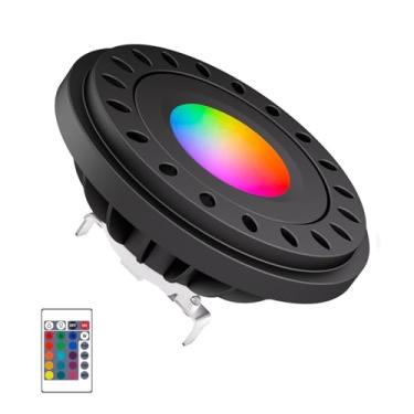 Imagem de Makergroup Lâmpada LED RGB PAR36, branco quente + 15 opções de cores no controle remoto, holofote de baixa tensão de 12 V, design à prova d'água para iluminação de paisagens externas, jardim, quintal