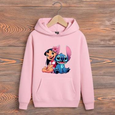 Imagem de Blusa Moletom Infantil Lilo e Stitch Casaco Inverno Canguru Capuz Frio