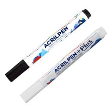 Imagem de Caneta Para Tecido Acrilpen Acrilex - Kit Branco E Preto Branco E Preto