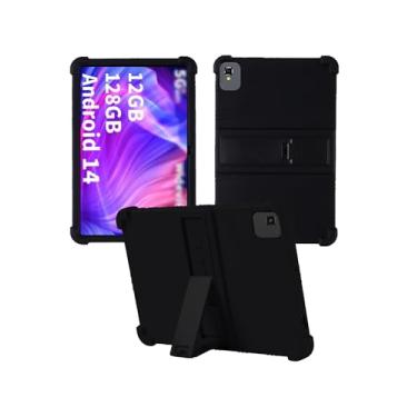 Imagem de Capa para tablets YLEEBG TAB10 Android 14 de 10 polegadas, design de slot para caneta WUNIAK à prova de choque, leve, suporte de borracha, capa protetora, de silicone macio, ajustável para crianças