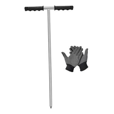 Imagem de Baoblaze Haste de sonda de solo de aço inoxidável, ferramenta de teste de amostragem de solo, cabo estilo T, haste de aterramento longa para paisagismo, tubos