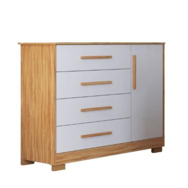 Imagem de Cômoda Infantil Charlô Peroba Branco Amêndoa Mdf 1 Porta Lisa