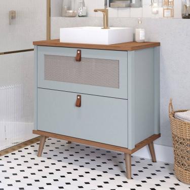 Imagem de Armário de Banheiro Veneto 60 Cm 1 Porta e 1 Gaveta 100% Mdf Pistache/Freijó - Mgm Móveis