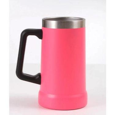 Imagem de Caneca Térmica Chopp Cerveja Camada Dupla Inox 710ml - NoBrand, Pink