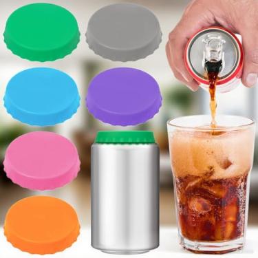Imagem de Pacote com 6 tampas de silicone premium – Capa universal à prova de derramamento para latas de bebidas e copos | Vedação reutilizável de grau alimentício (serve para refrigerante/cerveja/suco)