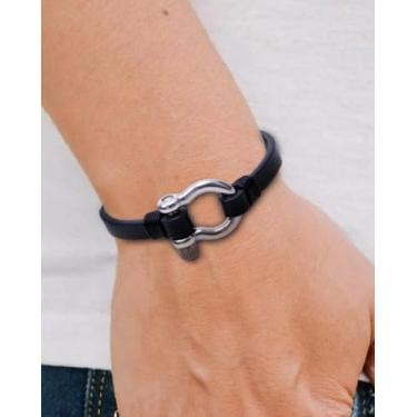 Imagem de Cinto preto masculino com pulseira de aço inoxidável prata, onesize, Metal não precioso, Sem Pedra Preciosa