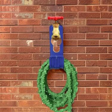 Imagem de Mangueira de jardim montada na parede organizador de mangueira de irrigação suporte de armazenamento suporte de bobina de tubo de agricultura cabide, azul