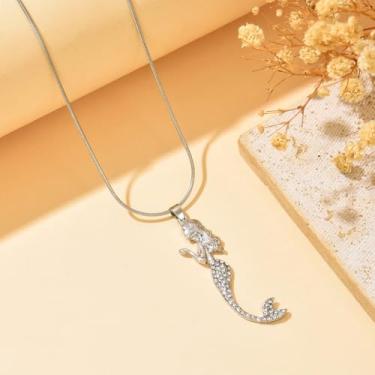 Imagem de Colar de ouro delicado para mulheres, colares longos de sereia banhados a ouro, colares delicados para mulheres, One Size, Metal, Sem Pedra Preciosa