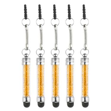 Imagem de 5 canetas Stylus para telas sensíveis ao toque, mini canetas capacitivas de diamante de cristal para todos os dispositivos com tela sensível ao toque, dourada