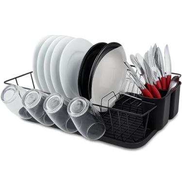 Imagem de Escorredor de Louça C/Bandeja Coletora Cozinha Gourmet Em Aço Porta Talheres Duplo Preto - Yab