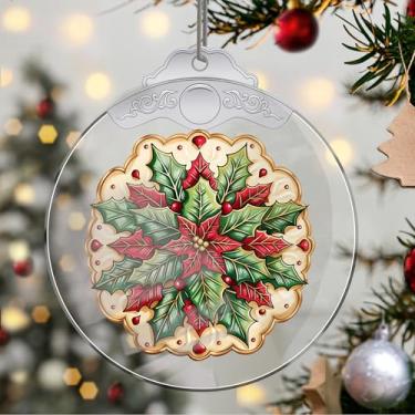 Imagem de Enfeites de Natal, flores de cristal, enfeites de árvore de Natal feitos à mão, decoração de carro e casa - presentes de Natal, decoração de artesanato em acrílico, ideias de troca de presentes para