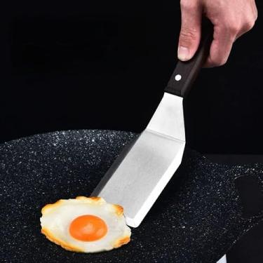 Imagem de Espátula para frigideiras de ferro fundido, espátula de aço inoxidável de 24 cm para flipper, grelha e churrasqueira, utensílio de cozinha profissional