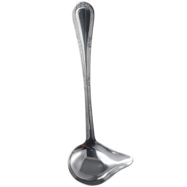 Imagem de Colher de bico de pato 19 cm x 7,91 cm de segurança para lava-louças prata desnatadora de aço inoxidável Saucier (1 peça)