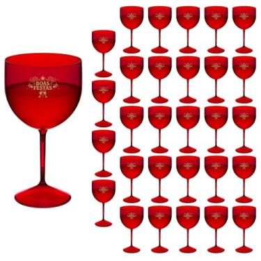 Imagem de Taça Acrílico Gin 500ml Boas Festas 30pçs (VERMELHO)