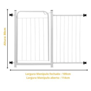 Imagem de Portão Pet Grade Para Cães Crianças Proteção para Bebês Acompanha Exte