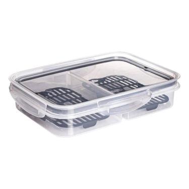 Imagem de 10X Pote Hermético Ret Com Escorredor 1L Plasutil Porta Fri