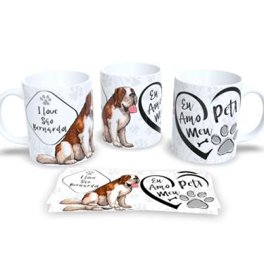 Imagem de Caneca de Porcelana Estampa Cachorro Pet Dog (I Love São bernardo)