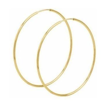 Imagem de Brinco Argola Redonda Grande 5cm Ouro 18k 750 - DR Joias
