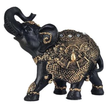 Imagem de Elefante da sorte indiano pequeno de resina manto dourado - Decore Cas