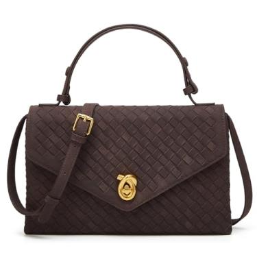 Imagem de Upbull Bolsas femininas de couro PU para noite na moda, bolsas de mão para noite nas axilas, ombro transversal, carteira de casamento, B Suede Coffee, One Size