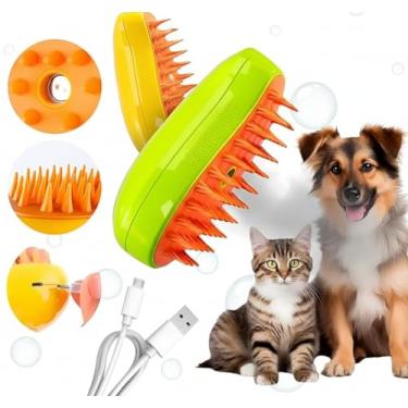 Imagem de Escova a Vapor Recarregável Premium para Cães e Gatos – Remoção de Pelos, Massagem Relaxante, Autolimpante e Portátil – Fácil e Rápida - FEMAI