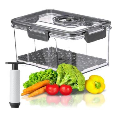 Imagem de Pote Hermético Com Bomba De Vácuo 1,5 Litros - Cinza