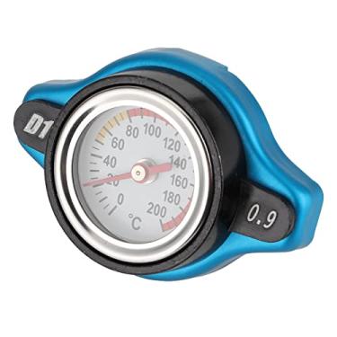 Imagem de Tampa Termostática Universal do Radiador, Tampa do Tanque de água à Prova de Vazamento Com Medidor de Temperatura para Resfriamento do Motor, Azul Escuro e Preto (Cabeça pequena