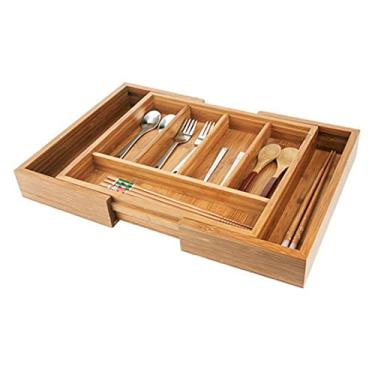 Imagem de Bandeja de talheres para organizador de gavetas, organizador de utensílios, portátil, organizador de talheres, expansível, ajustável, ideal para economizar espaço de armazenamento na cozinha