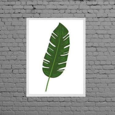 Imagem de Quadro Folha Verde - Fundo Branco 24X18Cm - Quadros On-Line