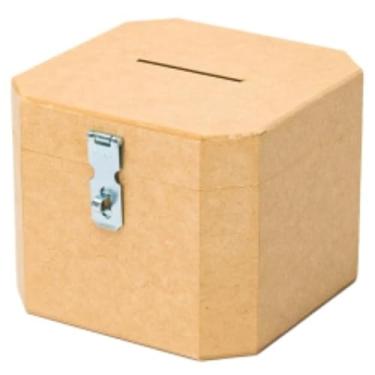 Imagem de Cofrinho, Cofre Oitavado em Mdf para Guardar Dinheiro Melhor " Não Acompanha Cadeado", 15.5×15.5×13cm