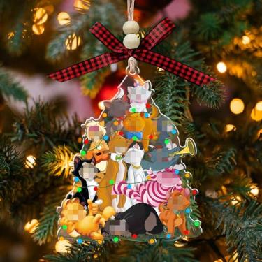 Imagem de Enfeite acrílico de árvore de Natal em forma de gatos de desenho animado, decoração de árvore de férias, presente de desenho animado de gato Walt para crianças, meninos, meninas, fãs de desenhos