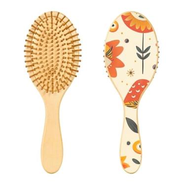 Imagem de SEHANY Escova de cabelo de madeira Forest Mushroom para mulheres e homens, escovas de cabelo de cabeça redonda, escova de cabelo para massagem do couro cabeludo suave e desembaraçadora para todos os