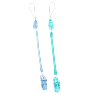 Imagem de Prendedor de Chupeta Universal para Bebê com Mola Extensível até 70cm, Fecho Removível, Evita Quedas e Perdas, Kit com 2 Unidades, Compatível com Chupetas MAM Avent Nuk (Azul e Verde)