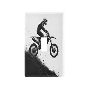 Imagem de Blueangle Capa para placa de parede para interruptor de luz - Motocross Rider Light Switch Cover Decorativa Placa de Parede, Tamanho 1 - Gangue 4,53 x 2,76 polegadas (364)